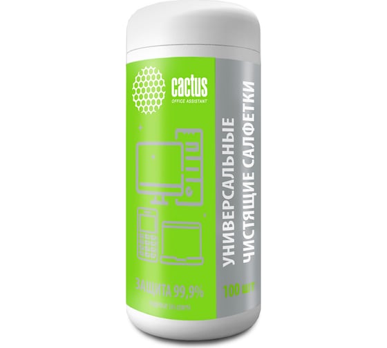 Изображение товара Антибактериальные влажные салфетки Cactus спиртовые, 100 листов CS-ASC100 1384698