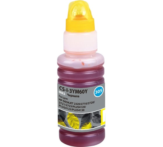 Изображение товара Чернила Cactus №305 для HP DeskJet 2710/2120/2721/2722/2723 желтый, 100 мл CS-I-3YM60Y 1553411