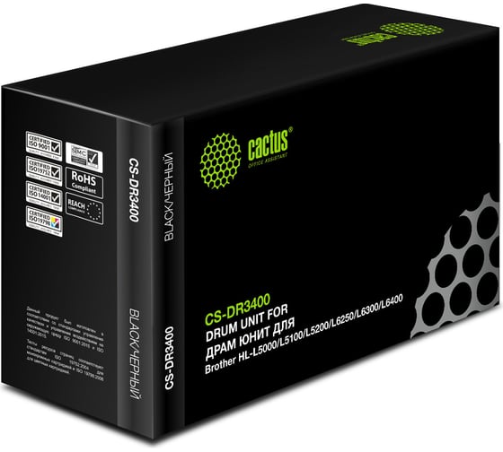 Изображение товара Блок фотобарабана Cactus dr-3400 для hl-l5000/l5100/l5200/l6250/l6300 черный, ч/б, 30000 страниц CS-DR3400