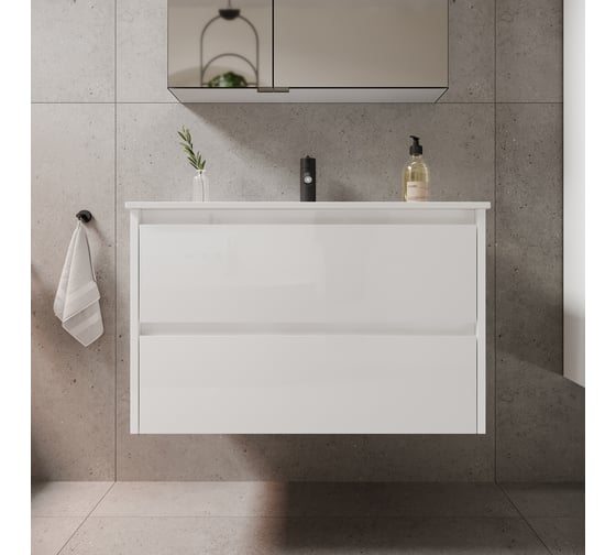 Изображение товара Подвесная тумба Sancos Libra 790x450x500, c двумя ящиками оснащенными доводчиками, белый глянец, арт. LB80W