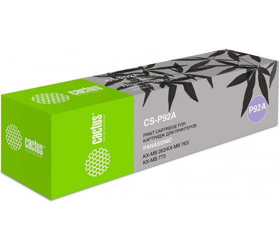 Изображение товара Лазерный картридж Cactus kx-fat92a7 черный, 2000 страниц, для panasonic mb263/mb763/mb773 CS-P92A 256518