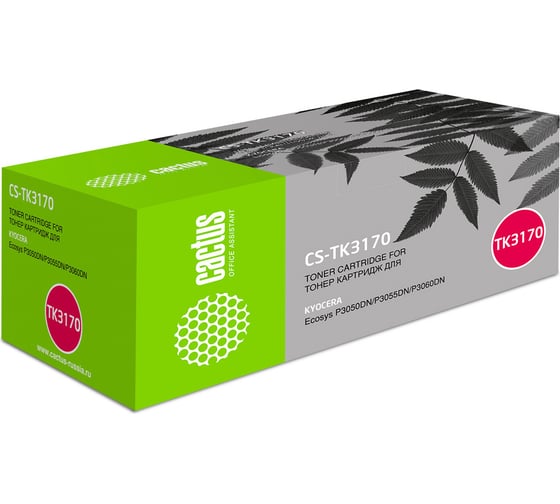 Изображение товара Лазерный картридж Cactus tk-3170 черный, 15500 страниц, для kyocera ecosys p3050dn/p3055dn/p30 CS-TK3170 1000174
