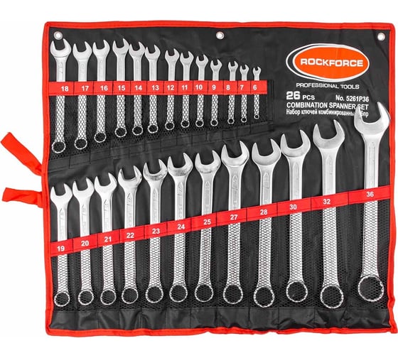 Изображение товара Набор ключей комбинированных Rockforce 6-36мм 26 предметов RF-5261P36(7025)