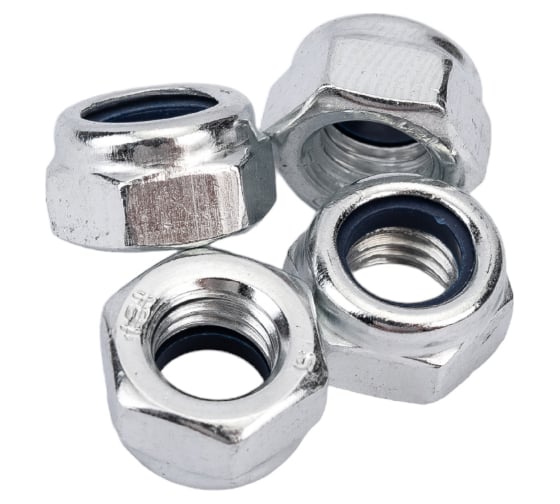 Изображение товара Шестиграннаяг гайка vipкрепеж самостопорная, с нейлоновым кольцом, DIN 985, М8 4 шт. 11210 VIP