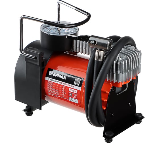 Изображение товара Автомобильный компрессор ЕРМАК штекер прикур., в сумке, 12V, 140W, 35 л/мин, металл 713-026