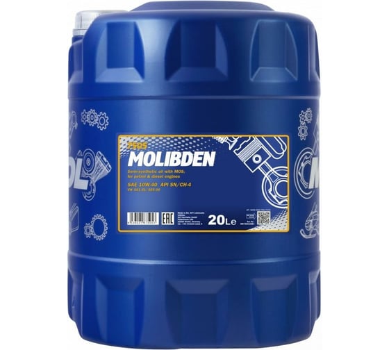 Изображение товара Полусинтетическое моторное масло MANNOL MOLIBDEN 10W40 20 л 750520