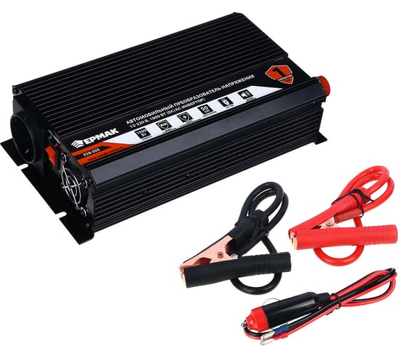 Изображение товара Автомобильный преобразователь напряжения ЕРМАК 12-220 В, 1000Вт, DC/AC Инвертор 938-005