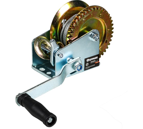 Изображение товара Ручная шестеренчатая лебедка ЕРМАК TRT 1101C металлический трос, 450кг, длина троса 10м 737-009