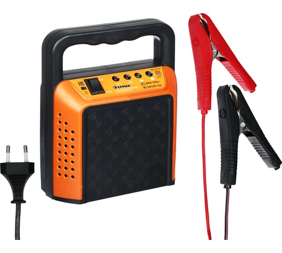 Изображение товара Зарядное устройство ЕРМАК трансформаторное автомат, 6A, 6В/12В, пластик корпус 771-191