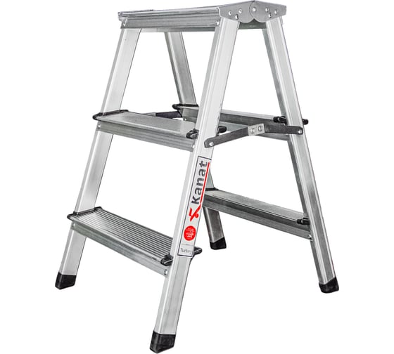 Изображение товара Стремянка двухсторонняя Kanat алюминиевая 3 ступени KAM-113