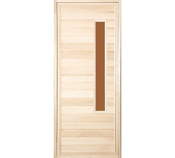 Изображение товара Дверь для бани со стеклом Банная линия 1.9x0.7 м, липа, класс А, коробка из липы, петли 12-939