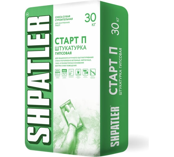 Изображение товара Гипсовая штукатурка ШПАТЛЕР Старт Плюс 30 кг Ш00045