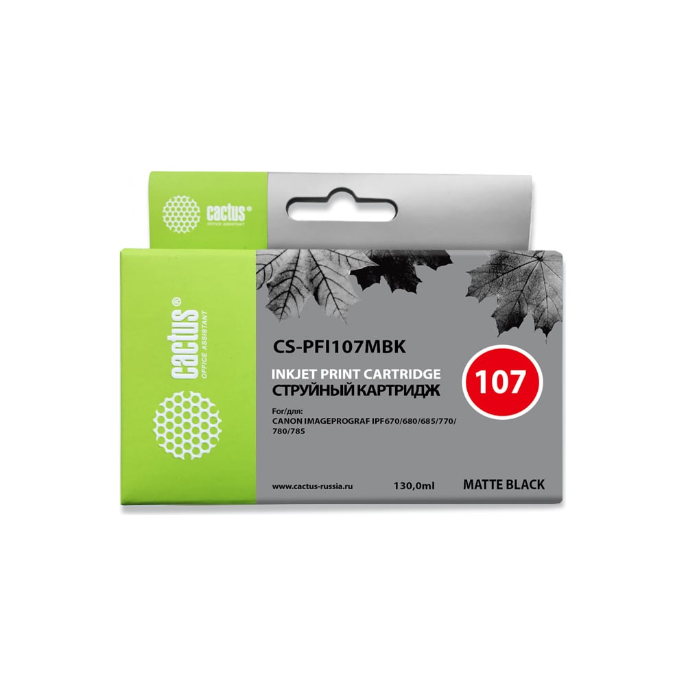 Изображение товара Струйный картридж Cactus CS-PFI107MBK 130 мл для Canon