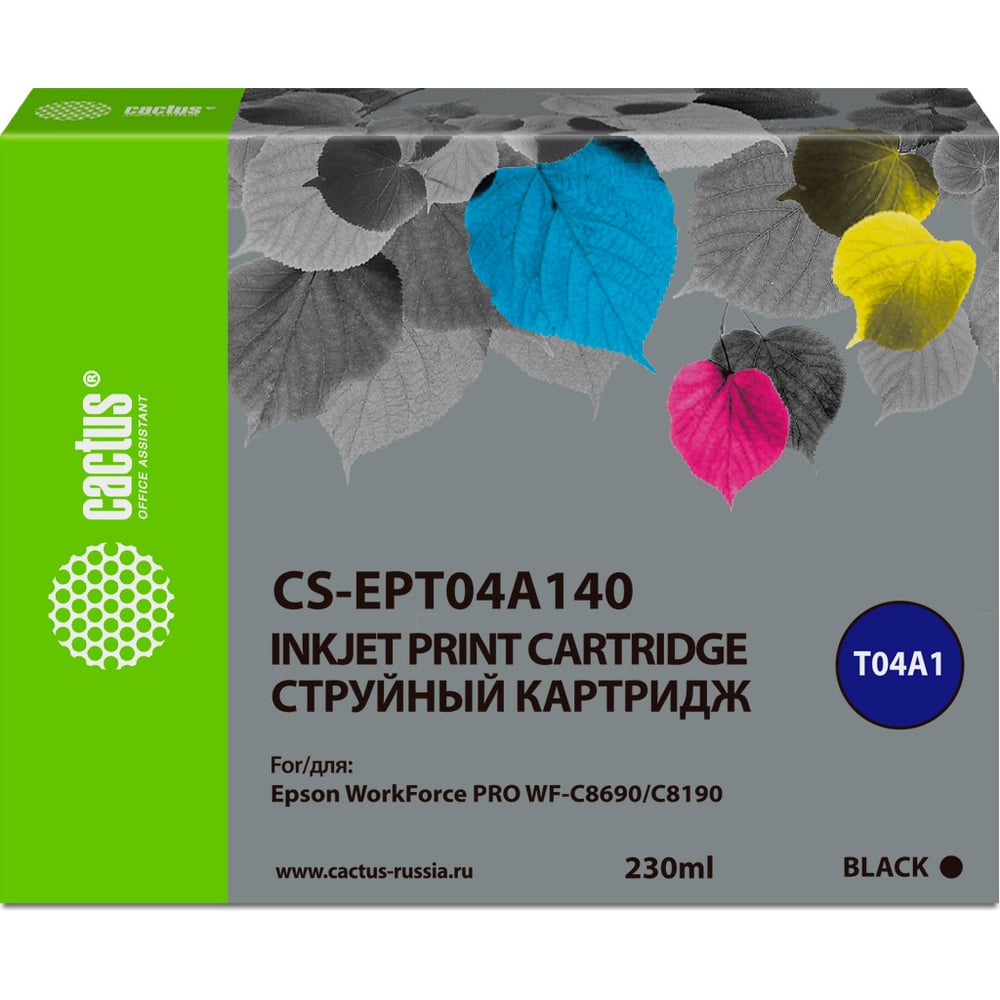 Изображение товара Картридж для Epson WF-C8190 WF-C8690 T04A1 черный 230 мл Cactus