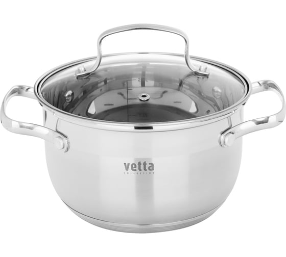 Изображение товара Кастрюля VETTA Берн 18x11 см, 2.6 л, со стеклянной крышкой, индукция 822-100