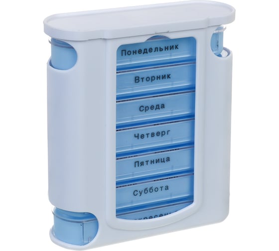 Изображение товара Бокс для хранения таблеток VETTA 7 блоков по 4 отделения, пластик, 11,5x4,3x12,8см 414-072