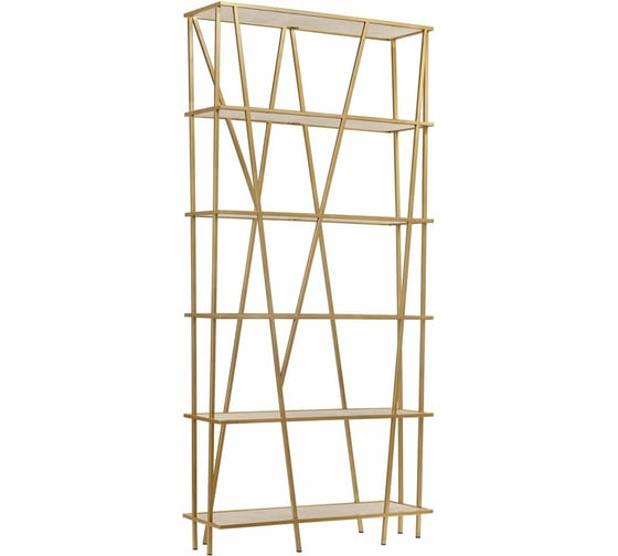 Изображение товара Стеллаж GreenWeen EVA, золотой каркас, полки керамика Ivory, 1900x900x300 GW-EVA-G-KI