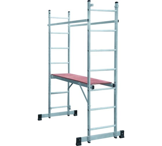 Изображение товара Лестница-помост Новая Высота nv 1415, 2x7 перекладин, помост 1,379x0,34 м, рабочая высота 2,8 м 1415207