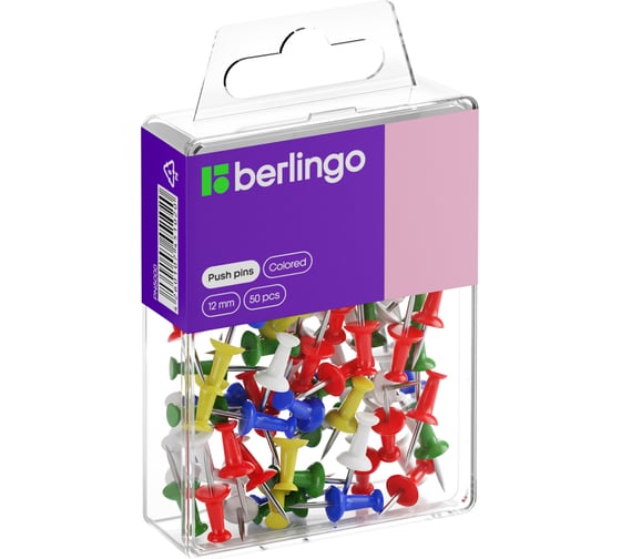 Изображение товара Кнопки силовые Berlingo, 24 упаковки по 50 шт , ассорти, пластиковая упаковка PN5000