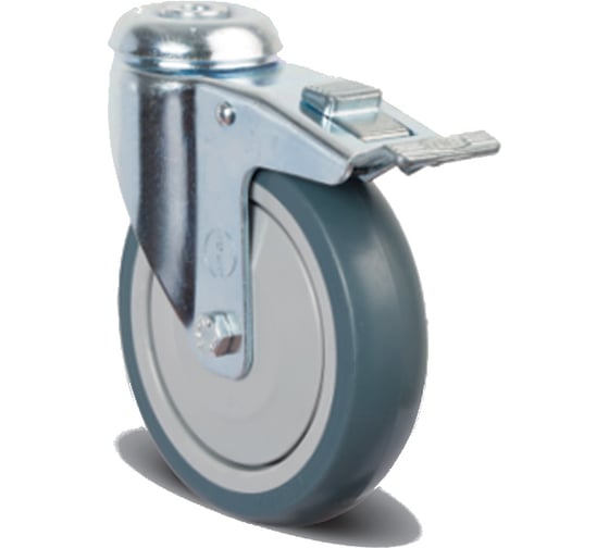 Изображение товара Колесо аппаратное поворотное с подшипником ER04 MBT 150 F 150 мм, под болт M12, с тормозом, диск-полипропилен MFK-TORG ER04-MBT-150-F M12