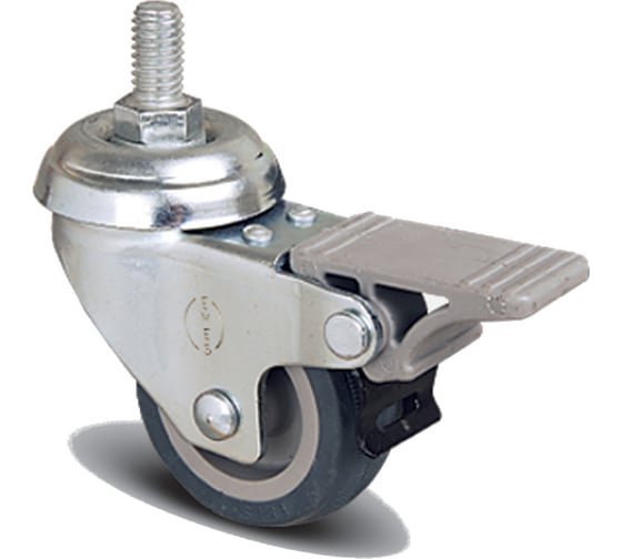 Изображение товара Колесо аппаратное EP05 MKT 50F 50 мм, с болтом М10, с тормозом, диск-полипропилен MFK-TORG EP05-MKT-50F-M10