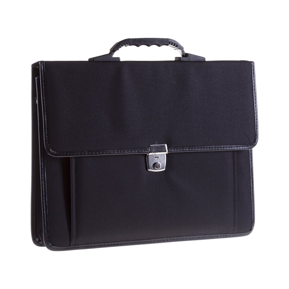 Изображение товара Портфель OfficeSpace Hannover черный с металлическим замком и ремнем