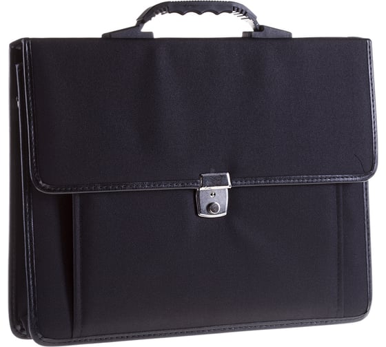 Изображение товара Портфель OfficeSpace Hannover ткань, черный, 3 отделения, металлический замок, с ремнем По_ТК_687