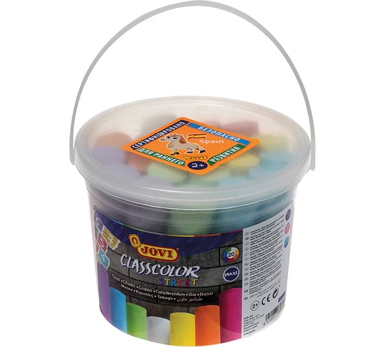 Изображение товара Цветные мелки для асфальта JOVI 20 шт, 7 цветов, круглые, пластиковое ведро 1130