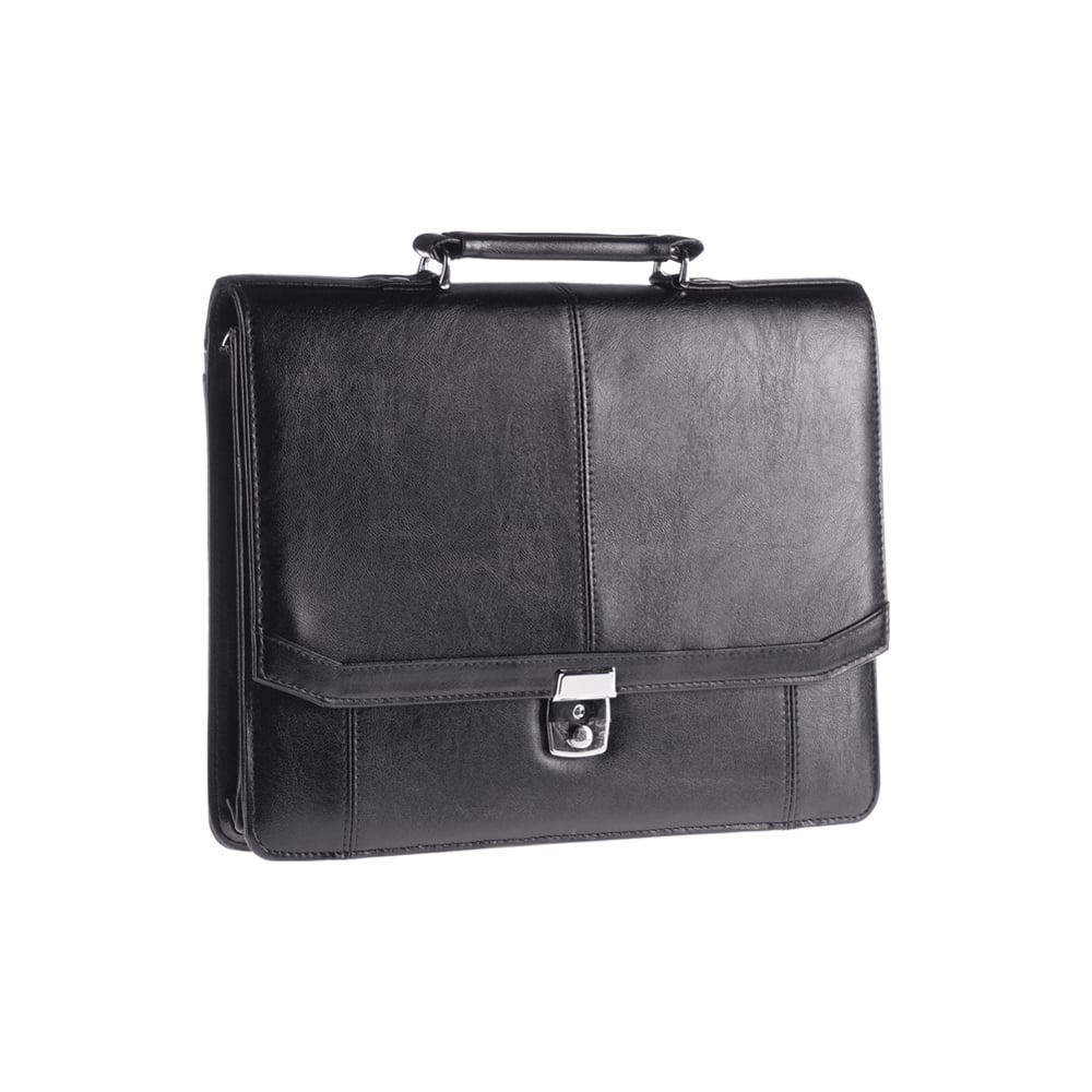 Изображение товара Портфель OfficeSpace Flora кожзам черный 2 отделения металлический замок ПоКЗ_592