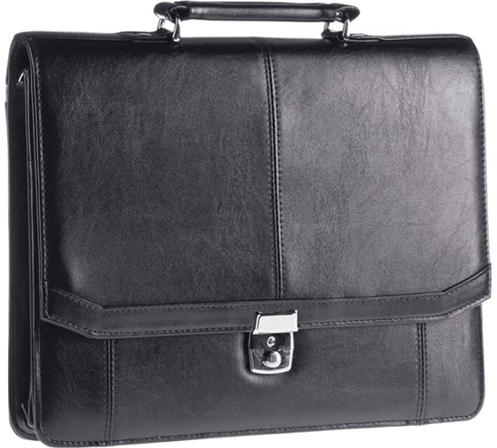 Изображение товара Портфель OfficeSpace Flora кожзам, черный, 2 отделения, металлический замок ПоКЗ_592