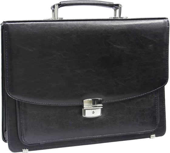 Изображение товара Портфель OfficeSpace Fetida кожзам, черный, 3 отделения, металлический замок, с ремнем ПоКЗ_589