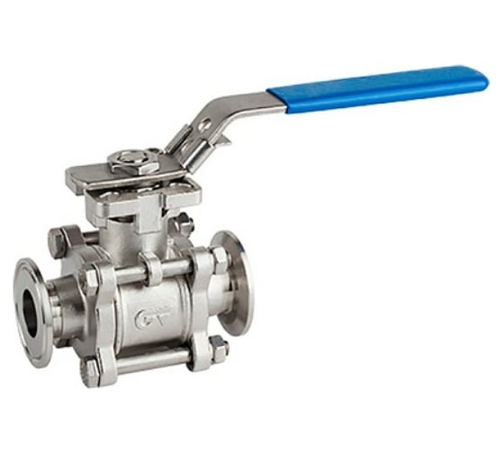 Изображение товара Трехсоставной шаровой кран TITAN LOCK из нержавеющей стали (AISI 304) типа "clamp-clamp", 1 1/2" TL150TPBVSS-CL