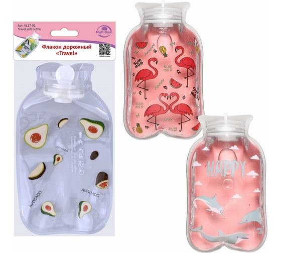 Изображение товара Дорожный флакон МУЛЬТИДОМ "Travel" размер 10x18 см, объем 250 мл, 3 дизайна VL17-92