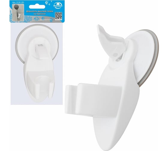 Изображение товара Держатель душевой лейки МУЛЬТИДОМ на присоске, размер 7x13x6 см VL34-181