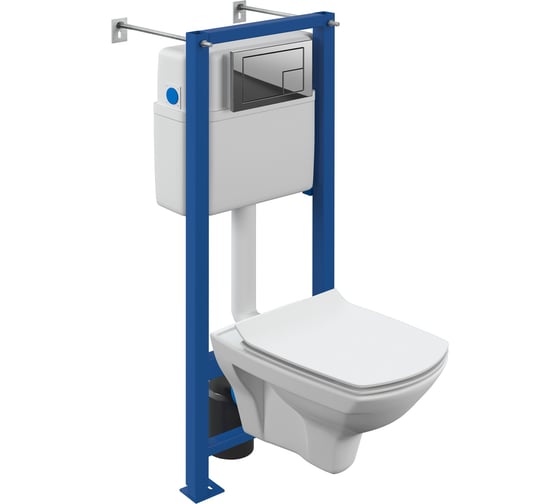 Изображение товара Комплект Cersanit CARINA XL CO DPL EO slim инсталляция VECTOR, кнопка CORNER пластик хром глянцевый 64441