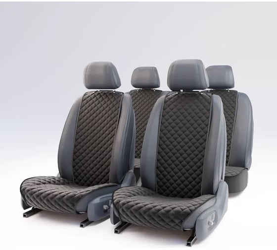 Изображение товара Автомобильные накидки из алькантары DuffCar, полный комплект черный 24-2471-37