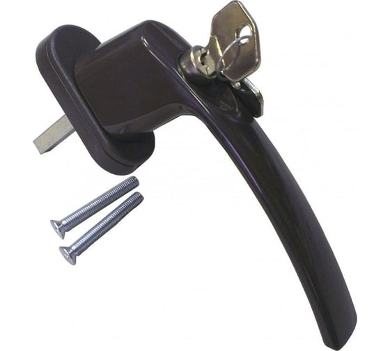 Изображение товара Оконная металлическая ручка с замком Дверной Страж w (коричневая) ДС42158