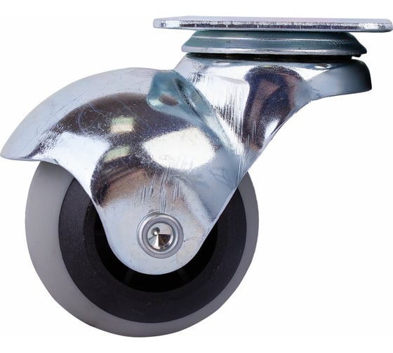 Изображение товара Опора колесная поворотная на площадке 40 мм, пластик/резина хром Стройбат 556150