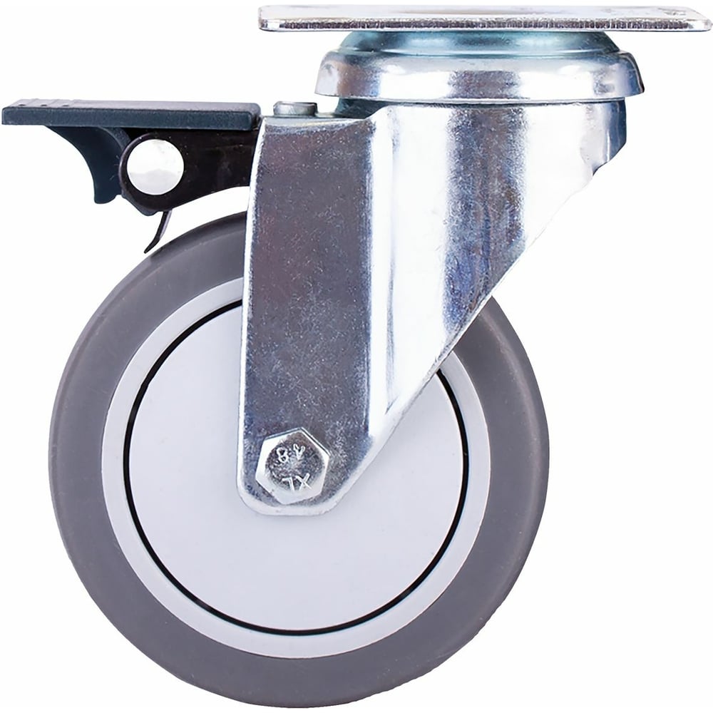 Изображение товара Опора колесная поворотная на площадке со стопором 75 мм Стройбат