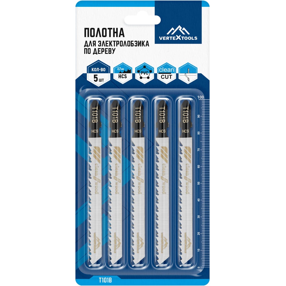 Изображение товара Полотно по дереву T101B для электролобзика vertextools T101B