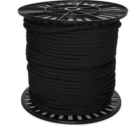 Изображение товара Плотный шнур Стройбат с сердечником 8 мм черный 100 м 120160