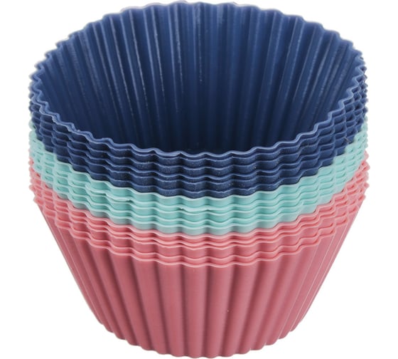 Изображение товара Набор силиконовых форм VETTA HS-080C Кекс, 16 шт., 6,5x3,3 см, 3 цвета 891-025