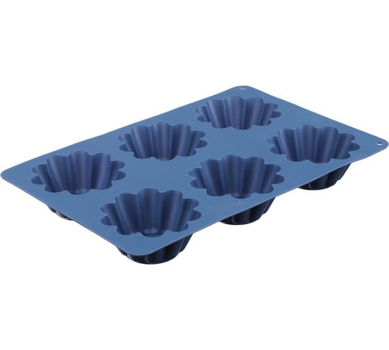 Изображение товара Силиконовая форма для кексов VETTA HS-027 6 ячеек, гофрированная, 25.5x18x3.5 см, 3 цвета 891-005