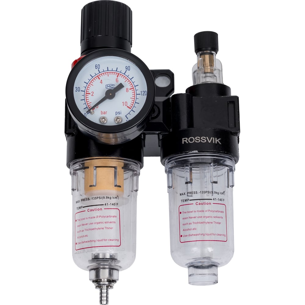 Изображение товара Фильтр регулятор с манометром и лубрикатором Rossvik F154/1.R 1/4"