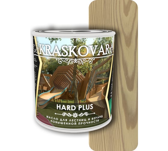Изображение товара Масло повышенной прочности для лестниц и веранд Kraskovar Hard Plus ваниль, 0.75 л 1667