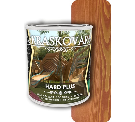 Изображение товара Масло повышенной прочности для лестниц и веранд Kraskovar Hard Plus махагон, 2.2 л 1680