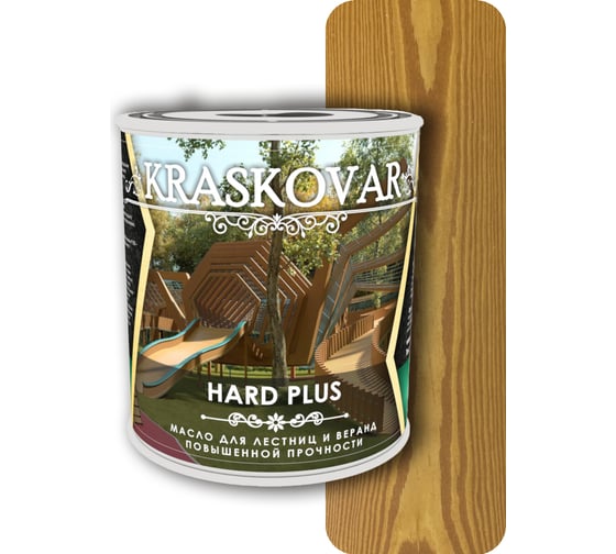 Изображение товара Масло повышенной прочности для лестниц и веранд Kraskovar Hard Plus тик, 0.75 л 1660
