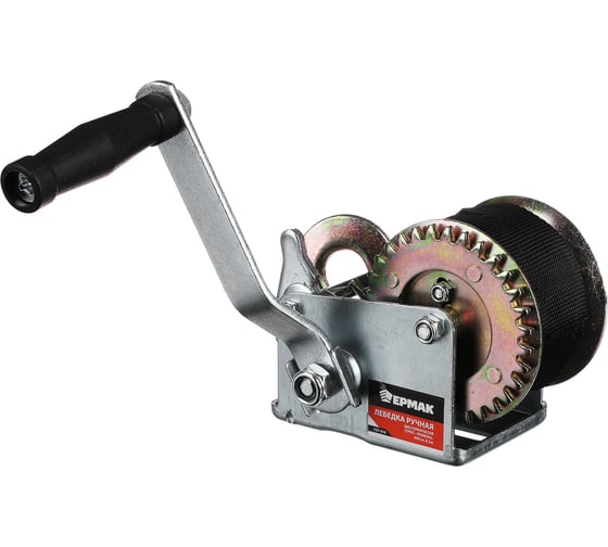 Изображение товара Ручная шестеренчатая лебедка FALCO трос - ремень 450кг, 8,5м 737-016