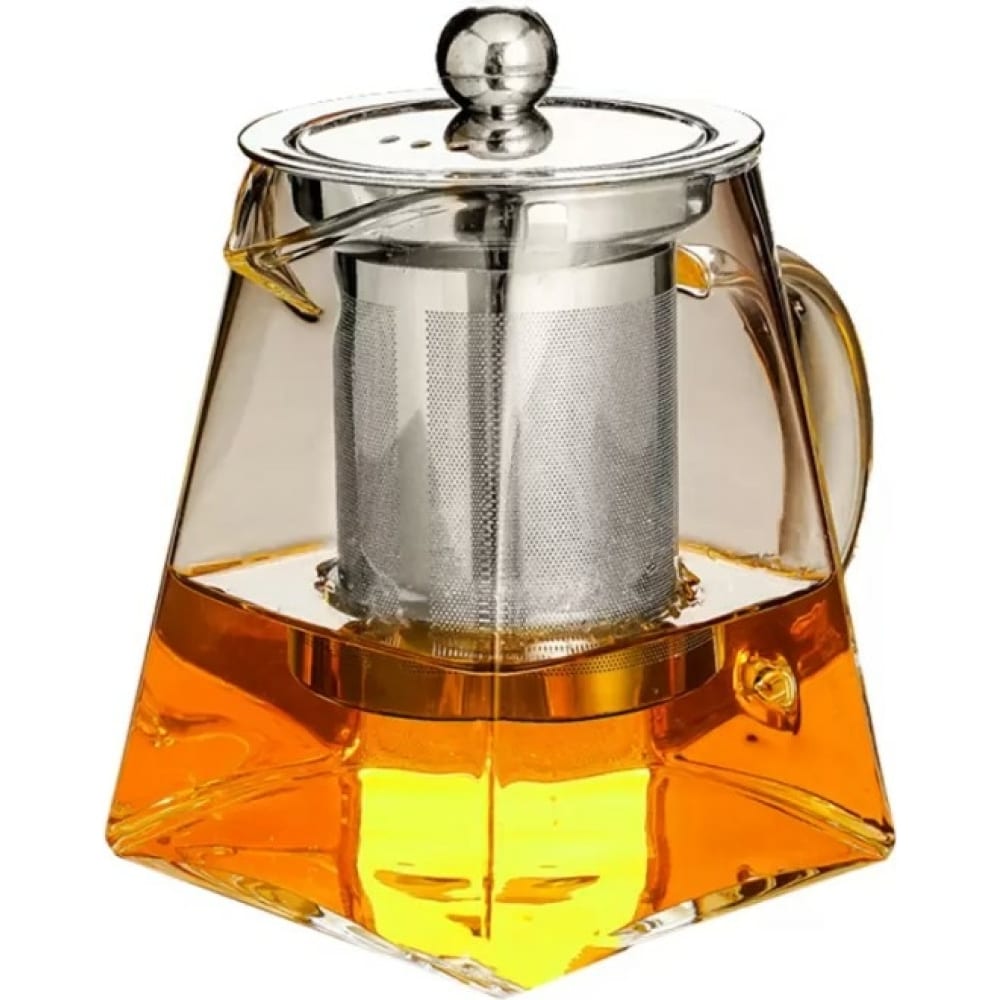 Пирамидальный заварочный чайник URM чайник заварочный стекло пластик 0 9 л с ситечком daniks 329888