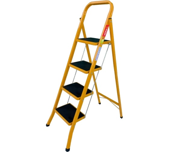 Изображение товара Стальная стремянка LadderBel 4 ступени с антискользящим покрытием, манго STR-ST-4WSRM-OR